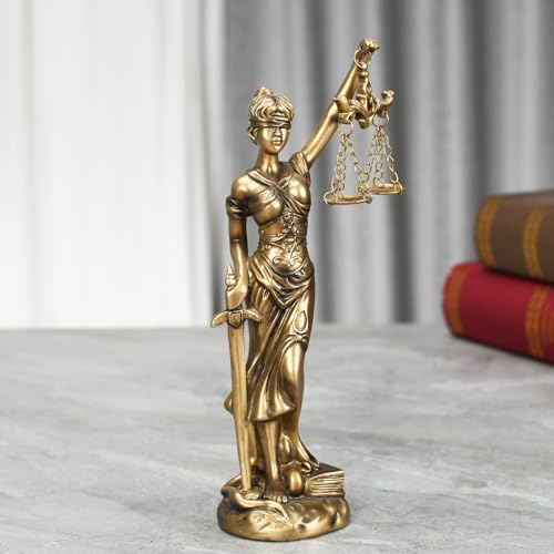 Estatua Lady Justice Diosa griega romana de justicia resina dorada