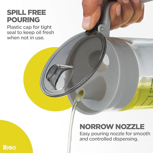 Image of Treo By Milton Flow Oil Dispenser For Kitchen | Leak-Proof & BPA-Free | Food-Safe High Borosilicate Glass | Non-Porous with Capacity Indicator | Durable & Stylish Kitchen Accessory, 500 ml