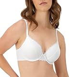 Maidenform Comfort Devotion Lace Bra, Smoothing Full-Coverage T-Shirt Bra for Everyday Comfort, Comfortable Lace Bra, White, 34B