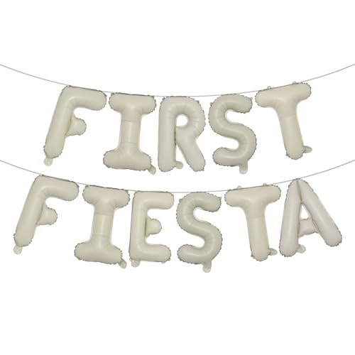 Image of First Fiesta Birthday Decorations Mexican 1st Birthday Party Supplies Multicolor First Fiesta Balloons Mexican Uno Cactus Banner for Cinco De Mayo Taco Bout Uno Party Decor (FIRST FIESTA Cream)