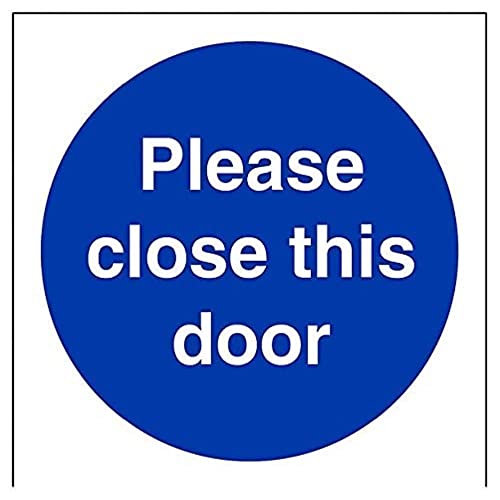 vsafety 18009 AF-S si prega di chiudere la porta Mandatory Signs, vinile autoadesivo, quadrato, 100 mm x 100 mm, colore: blu