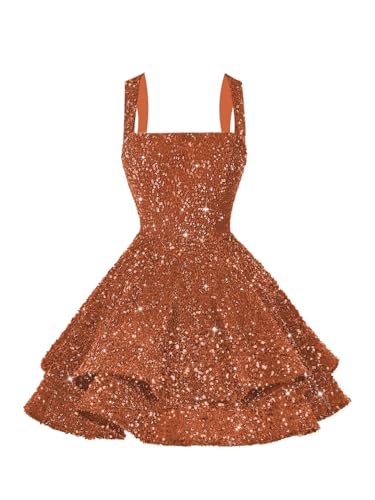 Image of vintys Teens Sequin Short Homecoming Dresses 16 Photo Shoot Tiered Cocktail Party Dress VS116