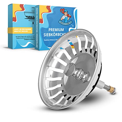 ABFLUSSHELD Tamis d'évier 82mm - Tamis d'évier avec Fonction de Bouchon - également pour évier Blanco Pièce de Rechange - Tamis d'évier de Cuisine réglable en Hauteur