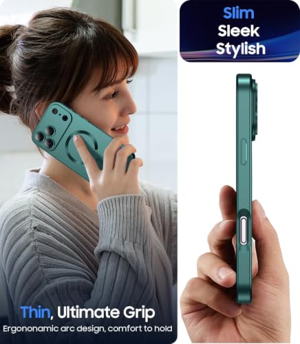 Image of DIZORO Magnetic Case for (iPhone 17 Pro Max) Case [Compatible with MagSafe][Built-in Camera Lens Protector] Slim Soft Silicone Bumper Shockproof Metallic Luster Back Cover Phone Case (Cosmos Blue)