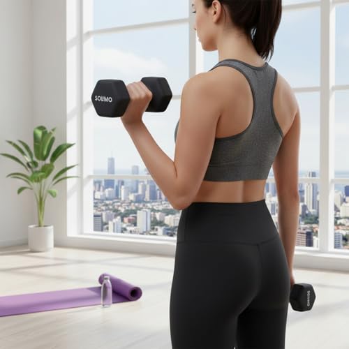 Image of Amazon Brand - Solimo Neoprene Dumbbell 4 Kg, Set of 2 (Black)