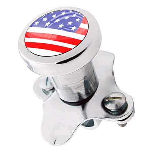 TrickToppers Billet Aluminum Polished Steering Wheel Spinner Suicide Brody Knob for Hot Rod Customs Car Truck SUV Tractor Trailer Big Rig Boat & More - Veteran Military American USA Flag
