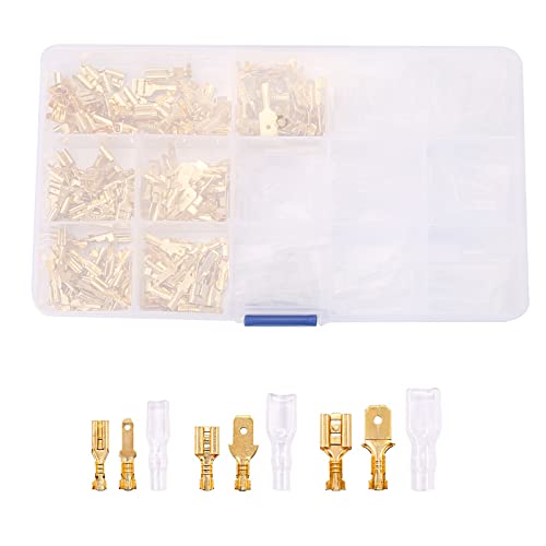 315 Pcs Wire Spade Connectors Kit Gold, Wire Terminal Crimp Connectors and Wire End Ferrules Set