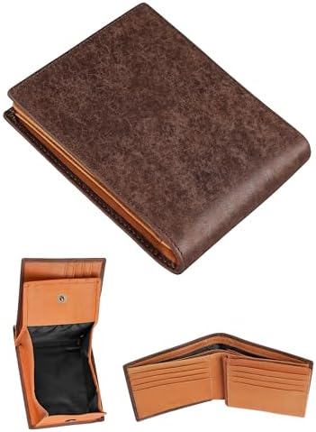 （10:30時点） [ファブリツィオ] 財布 メンズ 二つ折り ボックス型 小銭入れ メンズ財布 薄い 柔らかい 使いやすい イタリアン レザー 一流の革職人が作る 大容量 本革 (タバコ)