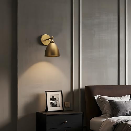 Image of Phansthy Industrial Hardwire Wall Sconce Vintage Farmhouse Wall Light Fixture, Right-Angled Wall Lights with Rustic Metal Lampshade for Bedroom, Living Room, Reading, Kitchen (Antique, 2 Pack)