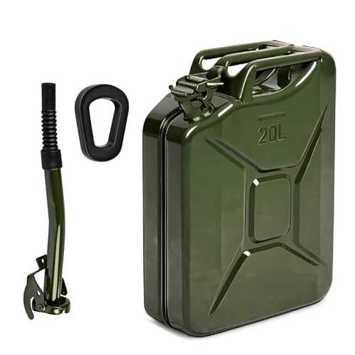 Crisalide® - Bidón de combustible de acero, 5 l, 10 l, 20 l con boquilla de transporte, homologado para transporte de gasolina y gasóleo, antioxidante, cierre hermético, bidón de gasolina de metal (20