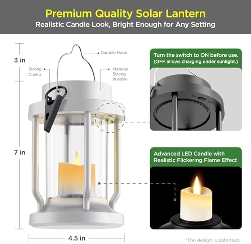 Solar Candle Lantern(White, 8 Pack)