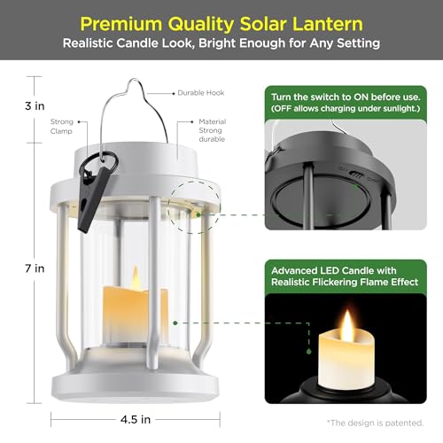 Solar Candle Lantern(White, 8 Pack)