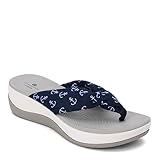 Clarks womens Arla Glison Flip Flop, Navy Textile With White Anchors, 9 US