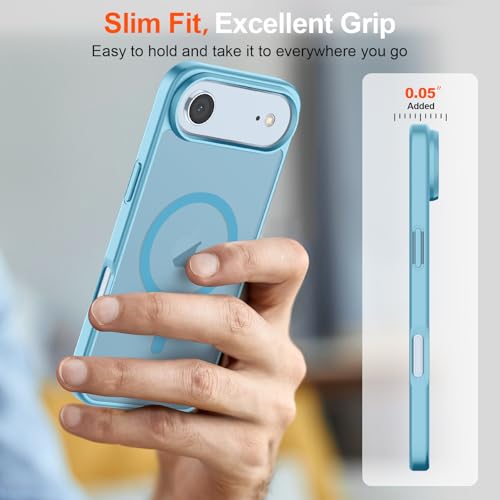 Image of SUPFINE Magnetic for iPhone Air Case (Compatible with MagSafe)(Military Grade Drop Protection) Slim Translucent Matte Shockproof with Anti-Fingerprint Phone Cover for 17 Air,Light Blue