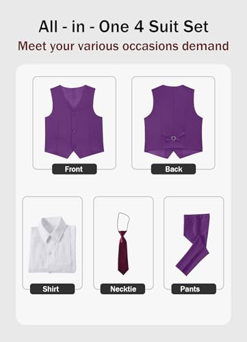 Image of YuanLu Boys Suit Dress Clothes Ring Bearer Outfit Homecoming Dresses Boy Vest and Pants Set for Kids Wedding Tuxedo Suits