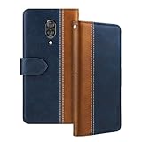 Shantime Leder Flip Hülle Kompatibel mit Lenovo Z5 Pro GT Hülle Mit Kartenhalter RFID-blockierend Magnetischer Ständer Schlanke Passform Geschäftsschutzhülle(Blau)