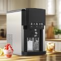 ADVWIN 3 in 1 Water Dispenser with Ice Maker, Nugget Ice Maker Countertop, Bullet Ice, Crushed Ice, Water Cooler, 44Lbs/24H, 12 Ice Cube/6Min, Self-Cleaning, 4Lbs Ice Storage, Home, Kitchen, Party, RV