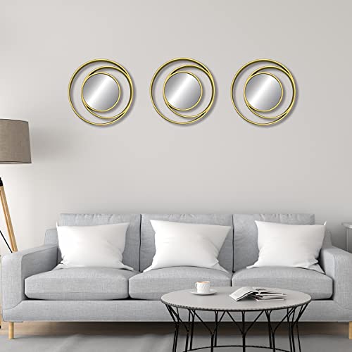 Gomaize Cute Wall Mirror With Sun&Moon-Shaped Set Of 3 Mini Wall Hanging Mirror Boho Home Decor For Apartment Living Room，Bedroom&Bathroom Ideas （Gold） #TOP6