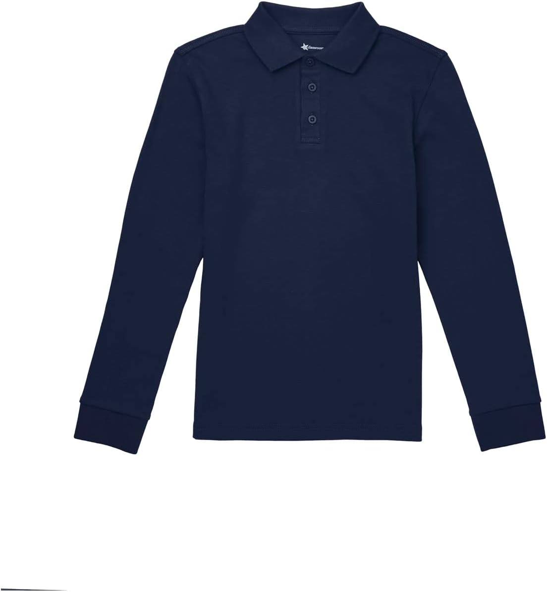 Classroom School Uniforms Big Kid Long Sleeve Interlock Polo CR873Y, L, Dark Navy