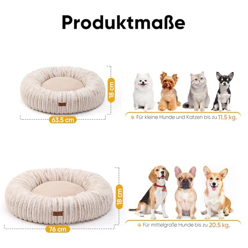FUKUMARU Hundebett，Katzenbett für den Innenbereich, orthopädisches Hundebett, waschbare Abdeckung, modernes Design mit Farbverlauf. 64 x 64 x 18 cm, Kamel