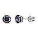 Sterling Silver Rhodium Plated Rainbow Cubic Zirconia 3mm Stud Screwback Baby Girls Earrings