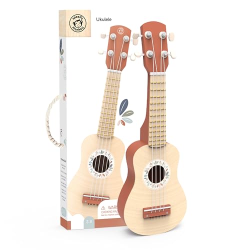 Ukulélé enfant en bois Speedy Monkey avec 4 cordes nylon pour éveiller les petits