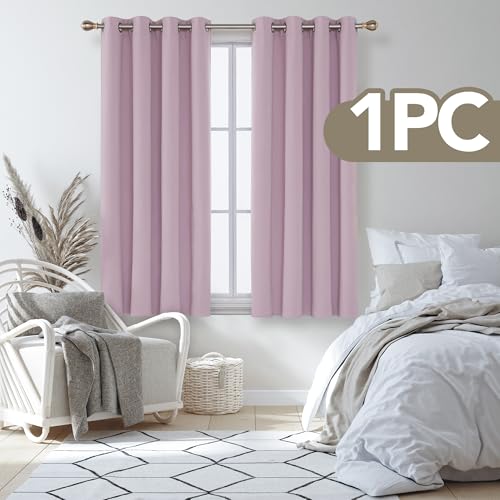 Deconovo Curtain for Girls Bedroom Thermal Insulated Blackout Curtain for Kids Bedroom 52"x 63" Baby Pink 1 Panel - Image 3