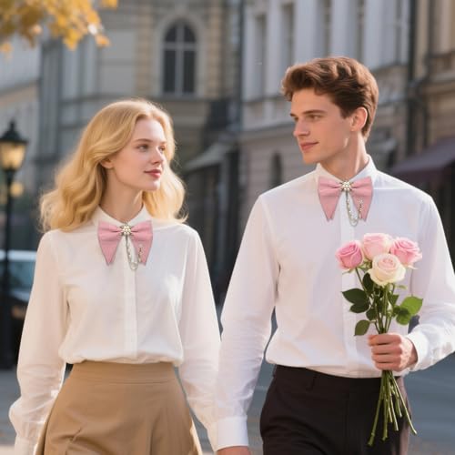 Image of Oversized Bow Ties for Men, Adjustable Bow Tie Pre-tied Bowties Pearl Decoration Bowtie for Tuxedo Wedding Party Prom