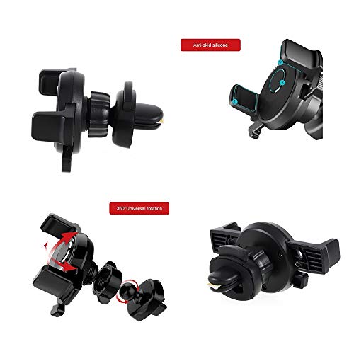 DFV mobile - Rotatable Car Air Vent Phone Holder Stand Mount with Automatic Clip Compatibile con WIKO View Go (2018) - Black