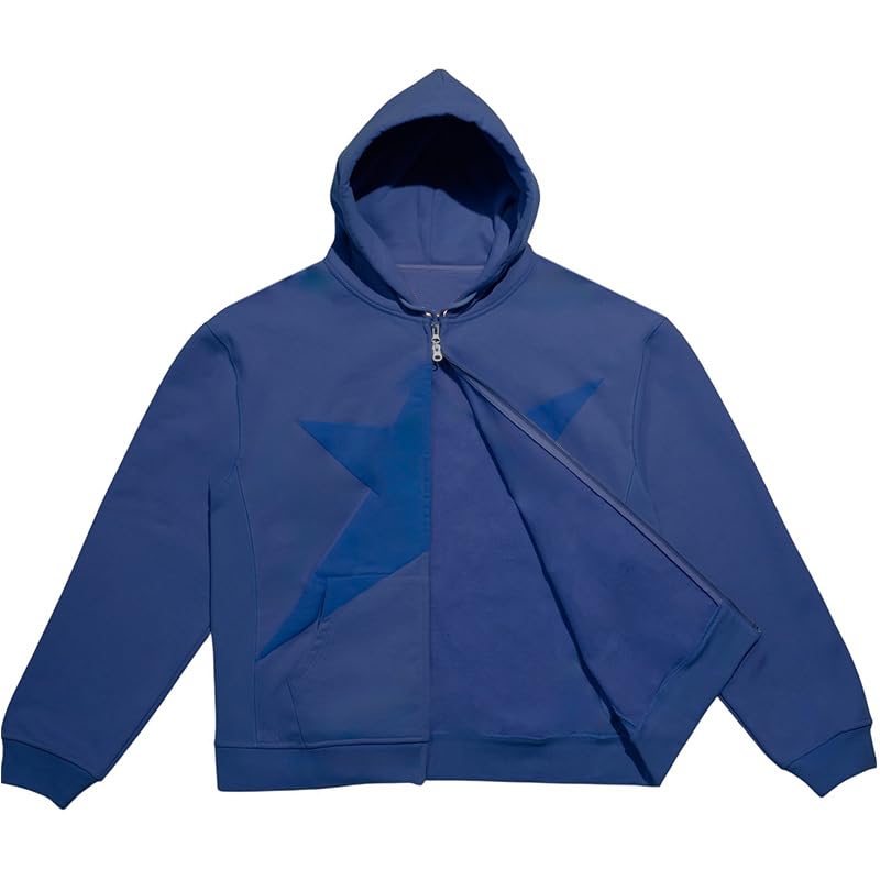 Y2k Hoodie Men Women double Zip Up Star Print Hoodies Harajuku Oversized Jacket Hip Hop Fashion Streetwear Hoodies