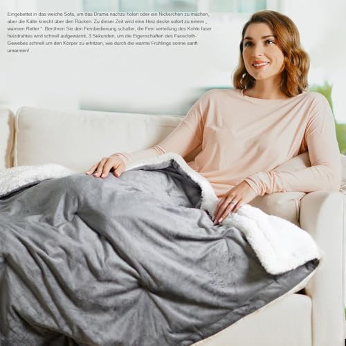 RUIANBAO Couverture électrique, Couverture chauffante en Flanelle avec 9 Niveaux de Chauffage et minuterie d'arrêt Automatique de 5 Heures, Lavable en Machine. – vue 3