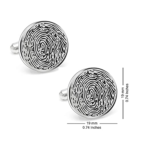 Mancuernillas redondas personalizadas de huella digital para hombre miniatura 5