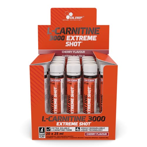 OLIMP SPORT NUTRITION Olimp Labs L-Carnitine 3000 Extreme Shots, Cherry Flavour, Pack of 20 Ampoules