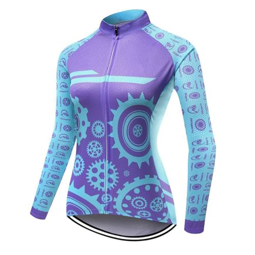 Maillot de cyclisme manches longues femme avec zip intégral pour le vélo de route
