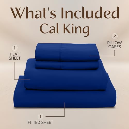 Image of Utopia Bedding California King Size Sheet Set - 4 Piece Bed Sheets, Soft and Breathable Microfiber, Includes 1 Fitted Sheet, 1 Flat Sheet and 2 Pillowcases - Oeko Tex (Royal Blue)