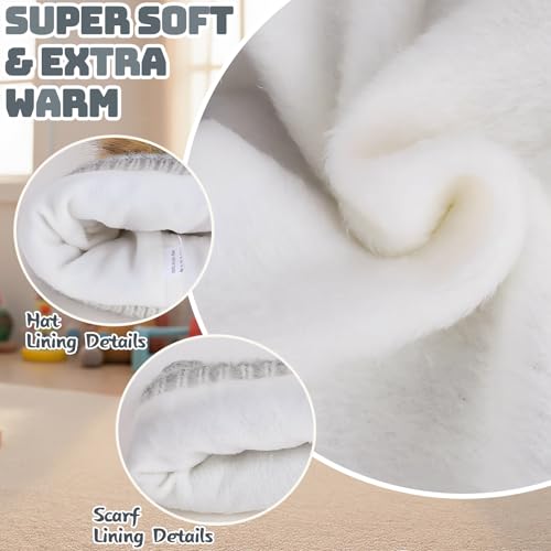 Image of Kids Winter Earmuffs Hat Scarf Touchscreen Gloves Set,Fleece Lined Beanie Neck Warmer for Boys Girls 4-10Y