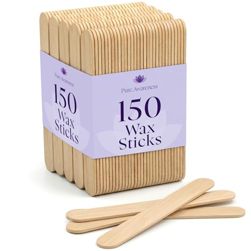 150 Wooden Wax Stick Applicator Sticks for Hair Removal Disposable Popsicle & Craft Sticks Professional Salon & Home Supplies For Hot Wax Hard Wax Stripless & Brazilian Treatments