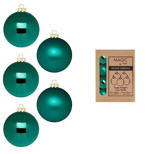 Weihnachtskugeln Glas 3cm x 24 Stück kleine Christbaumkugeln grün dunkelgrün smaragdgrün Deep Forest, Gelb,grün