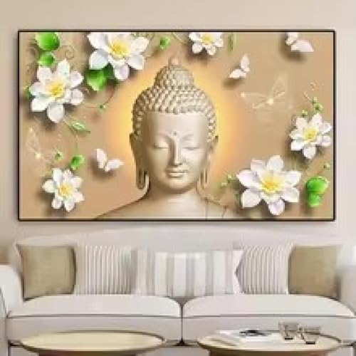 Toile murale bouddhique abstraite de Bouddha pour la décoration du salon en format 60 x 80 cm