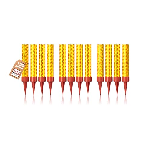 h2i Eissterne | 120 Stück | 30 Sek. Brenndauer | Eisfontäne, Sprühkerze, Wunderkerze - Highlight für Events, Party, Hochzeit, Geburtstag | Tischfeuerwerk & Deko für Flaschen & Torten | Kat F1