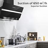 CIARRA CBCB6736N Class A++ 650m³/h Touch Control Angled Cooker Hood 60cm with Carbon Filters Recirculating & Ducting LED Lights Wall Mounted Range Hood 600mm Kitchen Extractor Fan - Image 3