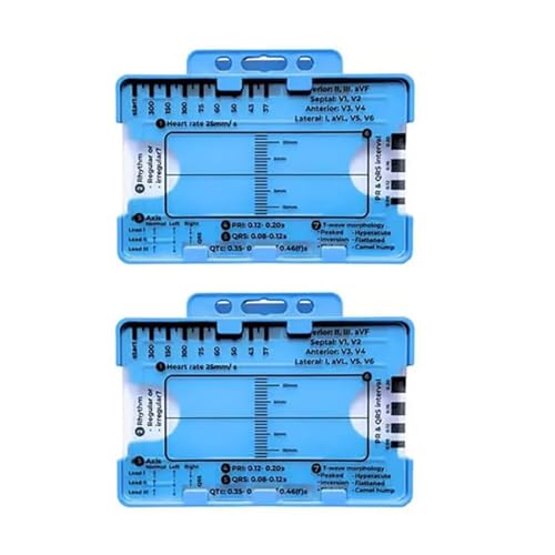 Confezione da 2 ECG 7 Step Righello Schede Compatte ECG Strumento di Valutazione ECG Strumento di Misurazione per Medici Infermieri &