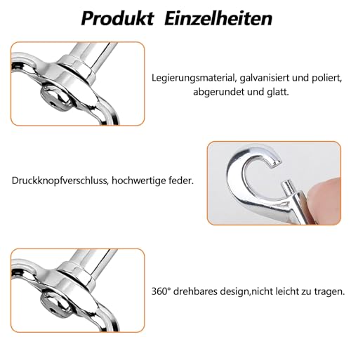 4 Stück Karabiner mit Drehgelenk, Silber Haken mit Drehgelenk, Karabiner, Haken mit Drehgelenk, für Hundehalsband, für Hundehalsband Eimer Hängematte Pferd Tack