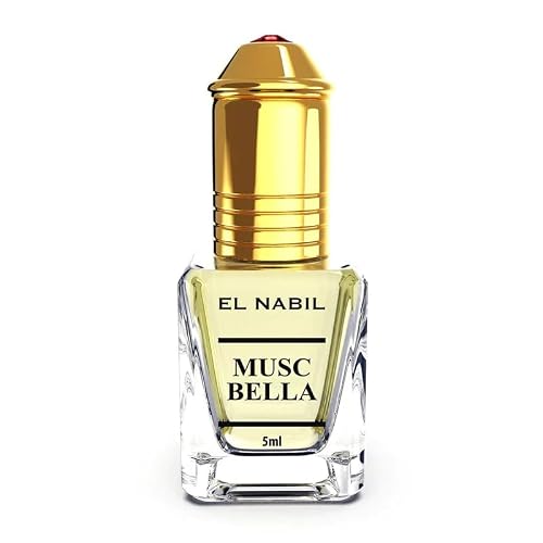 Musc Bella, Parfum Roll-On Oriental Floral-Fruité, El Nabil Notes de Poire, Cassis, Jasmin, Praline et Vanille, Huile de Parfum Mixte, 5 ml