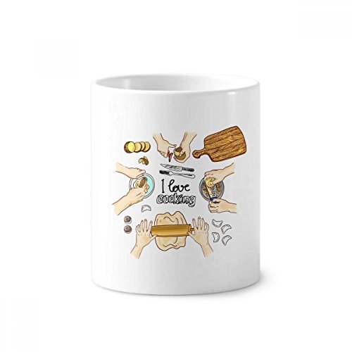 Coupe en céramique blanche J'aime la cuisine - Gobelet design et robuste de 9.6cm de hauteur