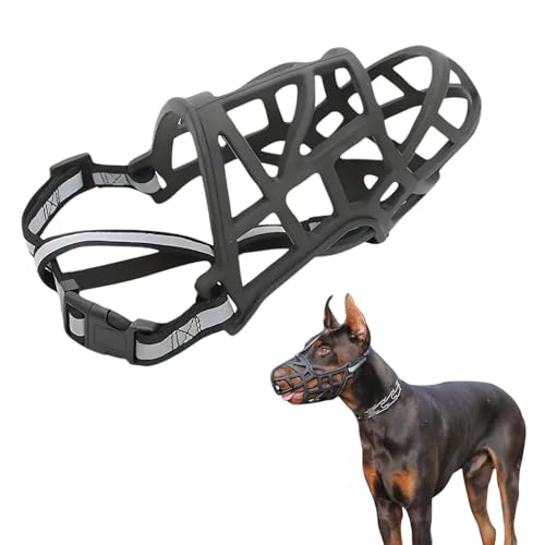 EZONEDEAL Adjustable Dog Muzzle, Breathable Basket Muzzle for Biting, Chewing and Scavenging, Humane Cage Mouth Cover,Aggressive Reactive Dogs, Perfect for Grooming & Training Muzzle (Black, XS)