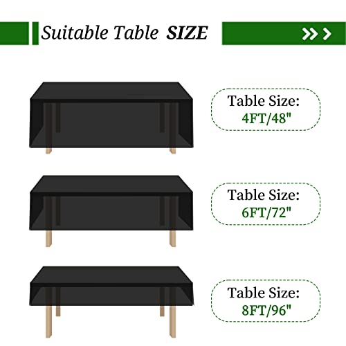 Mtreo 5 Pack Black Tablecloth 60 X102 Inch Polyester Table Clothes For 6 Foot Rectangle Tables Wrinkle Resistant Washable Polyester Table Cloth Table Cover For Wedding Party Buffet Dining Table #TOP2