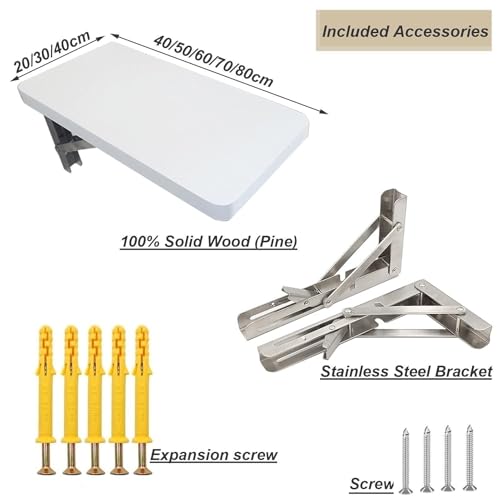 Table murale pliante pour cuisine en bois compacte blanche