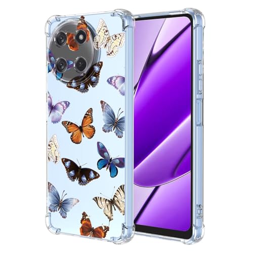 HONLEN Funda para Realme 11 (4G) Carcasa, (6.4' Inches) Gradiente Transparente TPU Silicona Case, Protección de Esquina Mejorada Cover - Mariposa