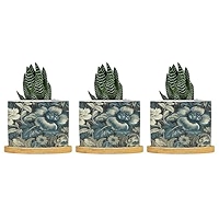 ♡HOOPEY♡  BRUYU5SE Blue Pink Chinoiserie Floral Ceramic Planter Snake Plant